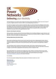 UK Power Networks closure of the A2 at Keycol 6-10 Aug 23